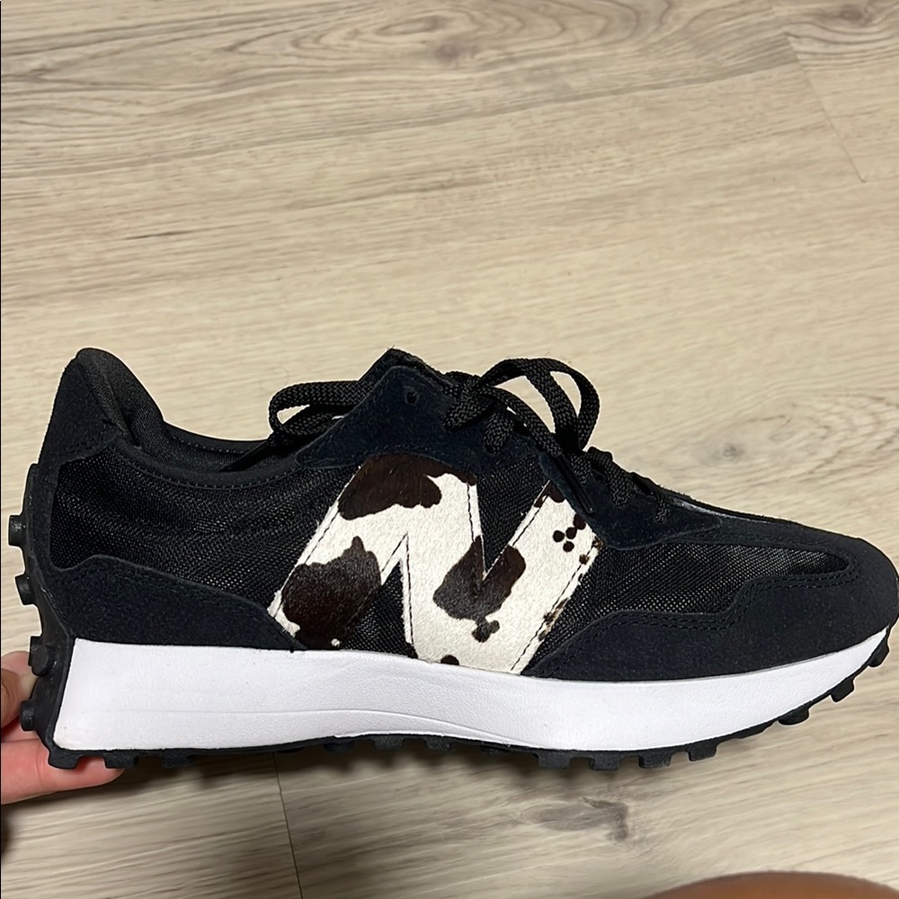 Black New Balance 327 Sneakers with Cow Print Detail